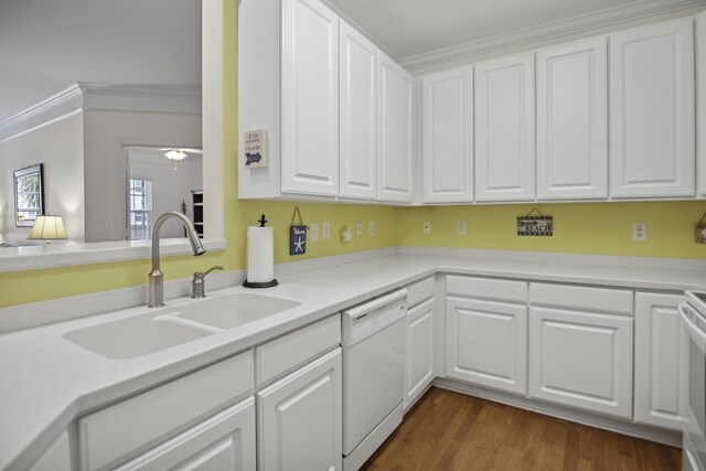 carpeted bedroom featuring ceiling fan and crown molding