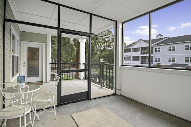 view of unfurnished sunroom