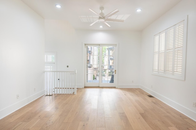 173 Coming St Unit B, Charleston, SC 29403 - spare room featuring a ceiling fan, light wood-type flooring, and recessed lighting