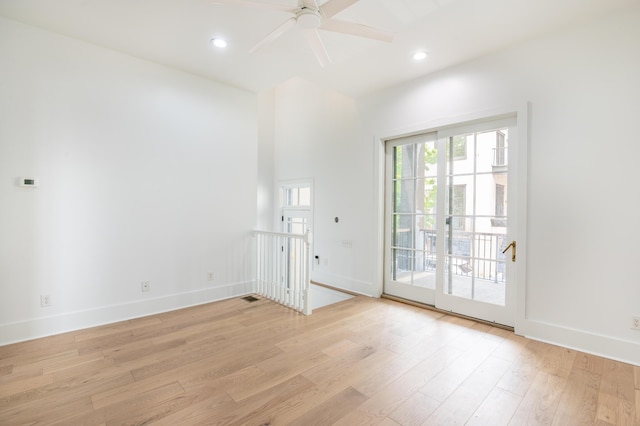 173 Coming St Unit B, Charleston, SC 29403 - empty room featuring light wood-type flooring, ceiling fan, and recessed lighting