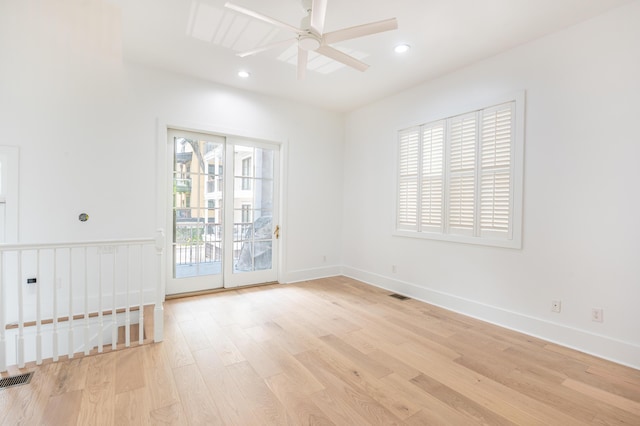 173 Coming St Unit B, Charleston, SC 29403 - unfurnished room featuring a ceiling fan, light wood-style floors, and recessed lighting