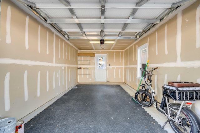 garage with a garage door opener