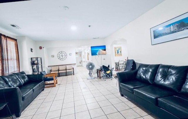 view of tiled living room