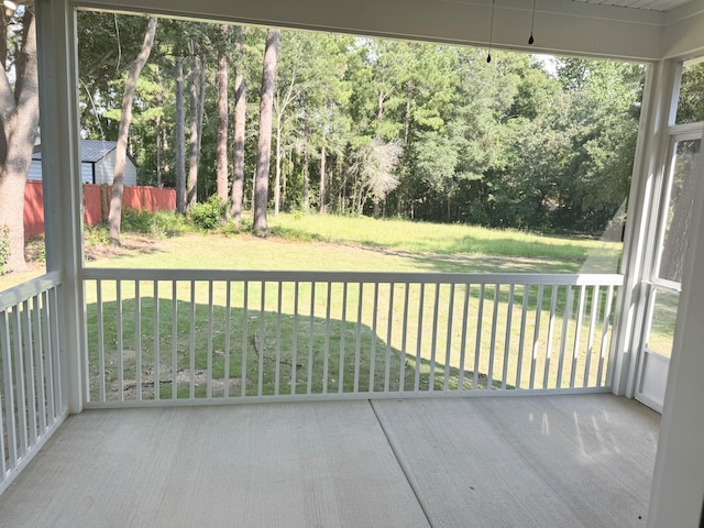 view of unfurnished sunroom