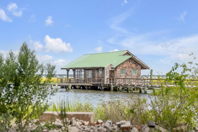 view of dock featuring a water view