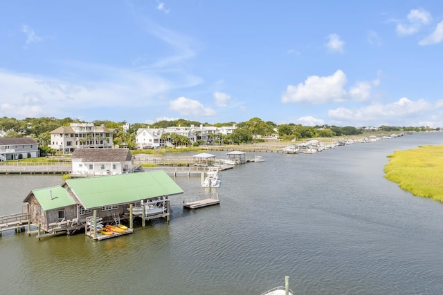 view of dock featuring a water view