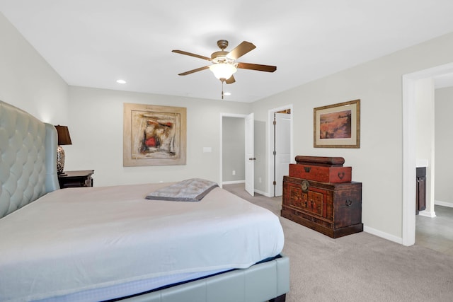 9785 Black Willow Ln, Ladson, SC 29456 - bedroom with carpet flooring, baseboards, recessed lighting, and ceiling fan