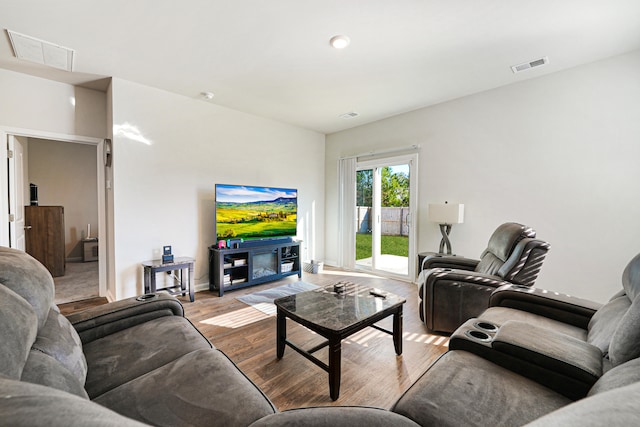 living room featuring light hardwood / wood-style floors