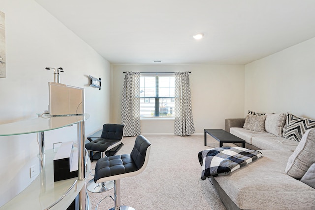 living room with carpet floors