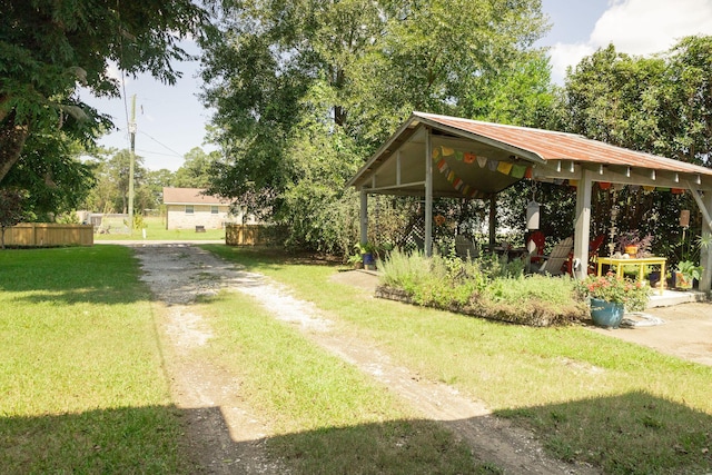 view of yard with a gazebo