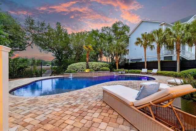 1635 Bull Creek Ln, Charleston, SC 29414 - pool at dusk featuring a patio