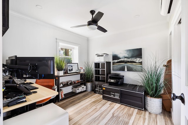 1635 Bull Creek Ln, Charleston, SC 29414 - office featuring ceiling fan, wood finished floors, and crown molding