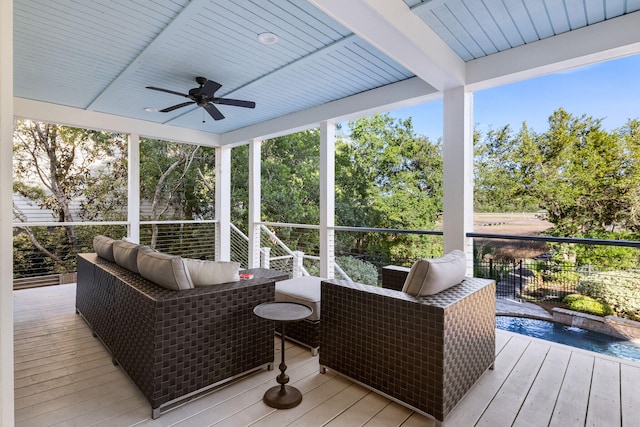 1635 Bull Creek Ln, Charleston, SC 29414 - deck featuring ceiling fan and view of wooded area