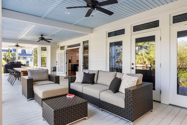 1635 Bull Creek Ln, Charleston, SC 29414 - deck with a ceiling fan and an outdoor hangout area