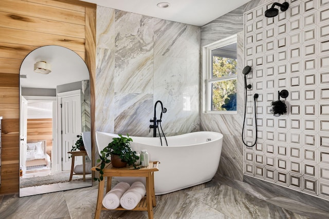 1635 Bull Creek Ln, Charleston, SC 29414 - full bath with tile walls, a freestanding tub, and a tile shower