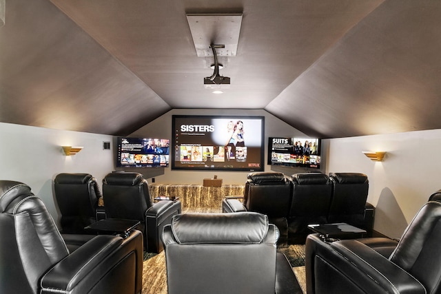 1635 Bull Creek Ln, Charleston, SC 29414 - home theater room featuring vaulted ceiling and a dry bar