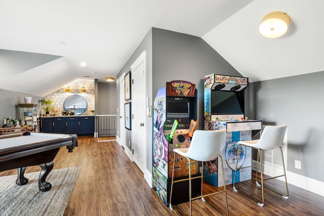 1635 Bull Creek Ln, Charleston, SC 29414 - recreation room featuring lofted ceiling, wood finished floors, and pool table