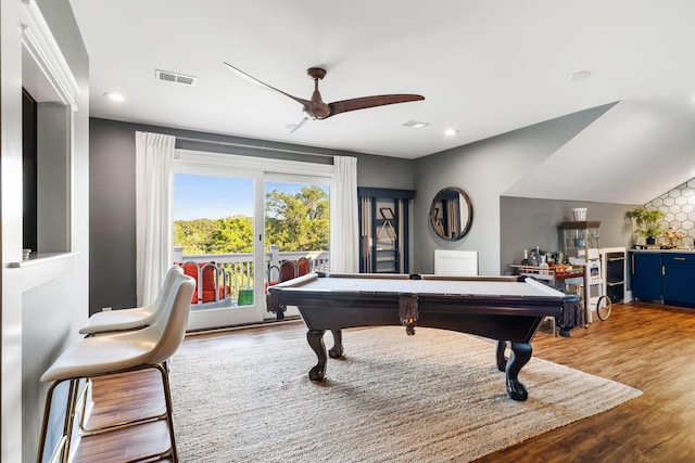 1635 Bull Creek Ln, Charleston, SC 29414 - rec room featuring billiards table, ceiling fan, wood finished floors, and recessed lighting