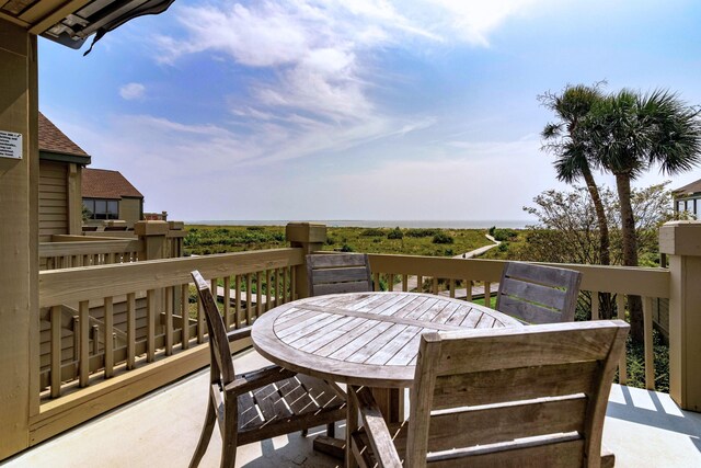 wooden balcony with a deck