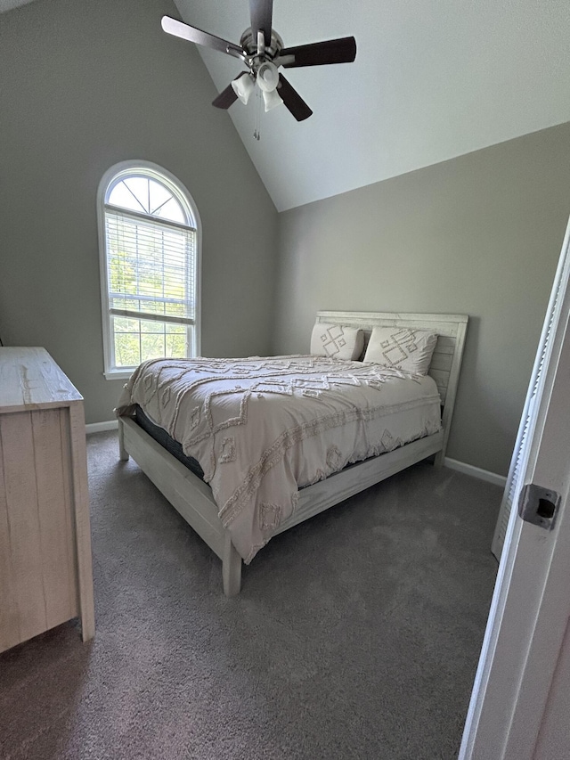 8701 Caspiana Ln, North Charleston, SC 29420 - carpeted bedroom featuring vaulted ceiling and a ceiling fan