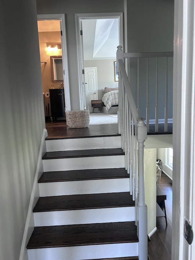 8701 Caspiana Ln, North Charleston, SC 29420 - stairway featuring wood finished floors