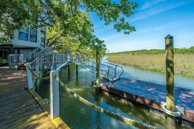 view of dock featuring a water view