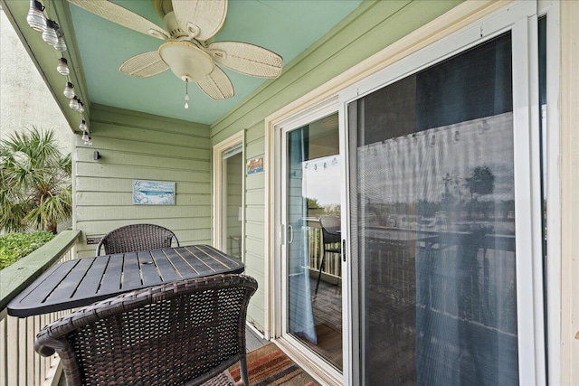 balcony with ceiling fan