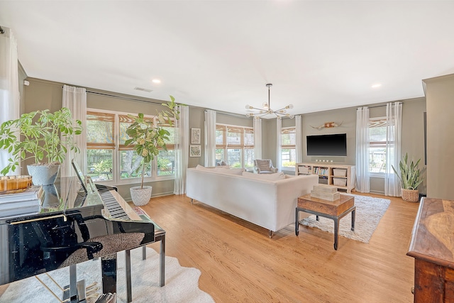 803 Burnett Dr, Charleston, SC 29412 - living area with light wood-style floors, a chandelier, and recessed lighting