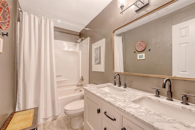803 Burnett Dr, Charleston, SC 29412 - full bath with toilet, double vanity, and shower / bathtub combination with curtain