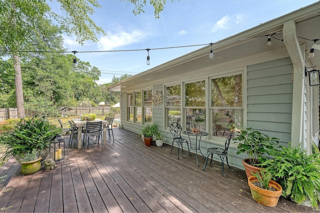 803 Burnett Dr, Charleston, SC 29412 - wooden deck with outdoor dining space and fence
