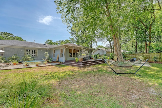 803 Burnett Dr, Charleston, SC 29412 - rear view of property with a covered hot tub, a wooden deck, a patio area, and brick siding