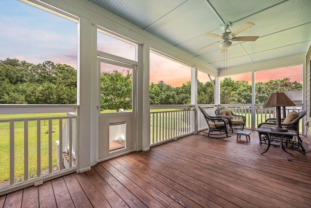 727 Sonny Boy Ln, Johns Island, SC 29455 - sunroom with a ceiling fan and view of scattered trees
