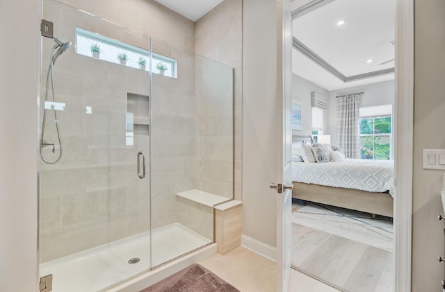366 Tupelo Lake Dr, Summerville, SC 29486 - ensuite bathroom featuring a stall shower and baseboards