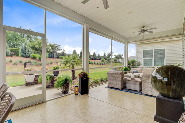 366 Tupelo Lake Dr, Summerville, SC 29486 - sunroom with ceiling fan, outdoor lounge area, and healthy amount of natural light