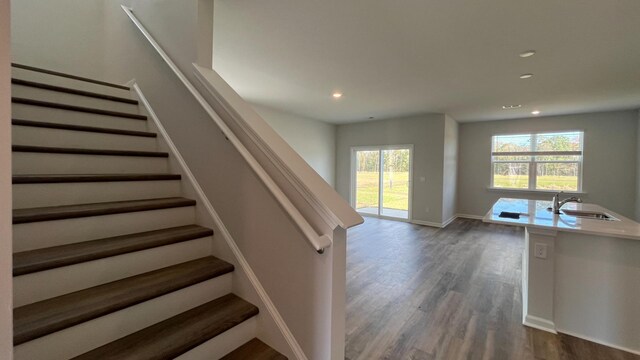 dining space with light hardwood / wood-style floors