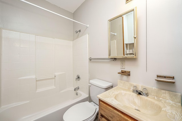 full bathroom with vanity, toilet, and tub / shower combination