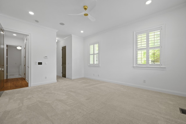 2258 Arthur Gaillard Ln, Charleston, SC 29414 - unfurnished bedroom with crown molding, light colored carpet, recessed lighting, and a ceiling fan