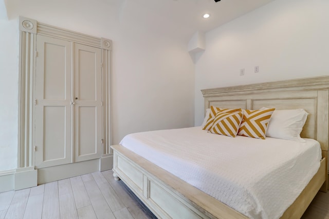 bedroom featuring light hardwood / wood-style floors