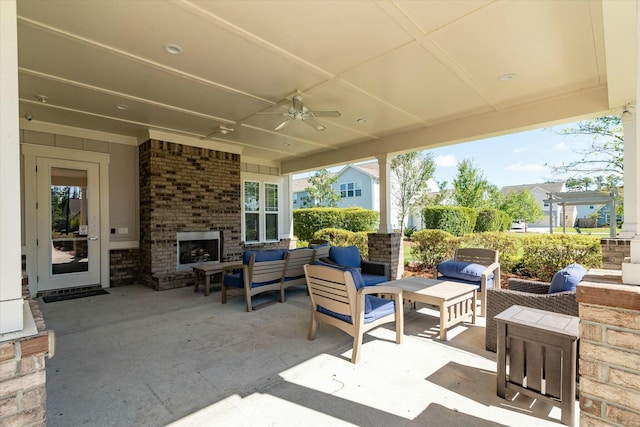 127 Surfbird Rd, Summerville, SC 29486 - view of patio featuring ceiling fan and an outdoor living space with a fireplace