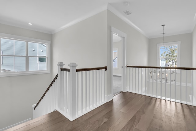 hall with dark wood-type flooring