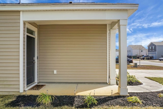 entrance to property with a residential view