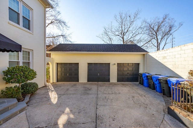 view of garage