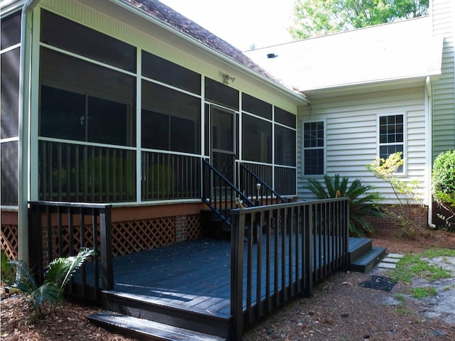 deck featuring a sunroom