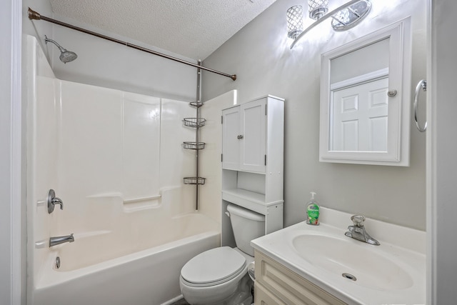 8028 Vermont Rd, North Charleston, SC 29418 - bathroom with a textured ceiling, shower / bathtub combination, toilet, and vanity