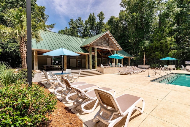 5152 Coral Reef Dr, Johns Island, SC 29455 - community pool featuring a patio and view of wooded area