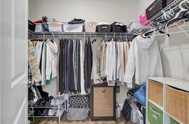 spacious closet featuring hardwood / wood-style floors