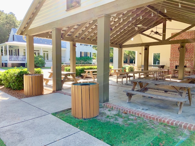 view of community with a gazebo and a patio area