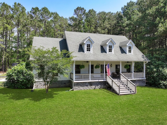 820 Old Cordesville Rd, Moncks Corner, SC 29461 - view of front facade with a porch, a front yard, roof with shingles, and crawl space