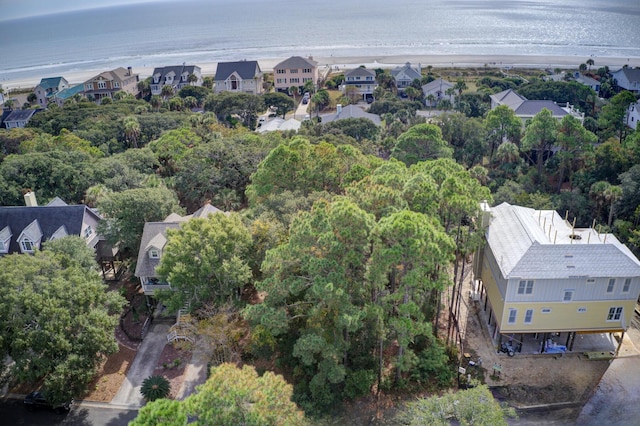 aerial view featuring a water view and a residential view
