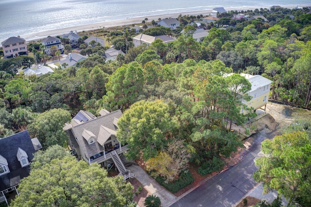 aerial view featuring a residential view and a water view